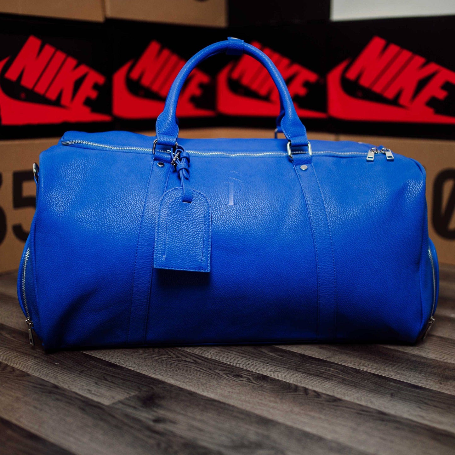 Royal Blue Leather Duffle Bag - Korvel