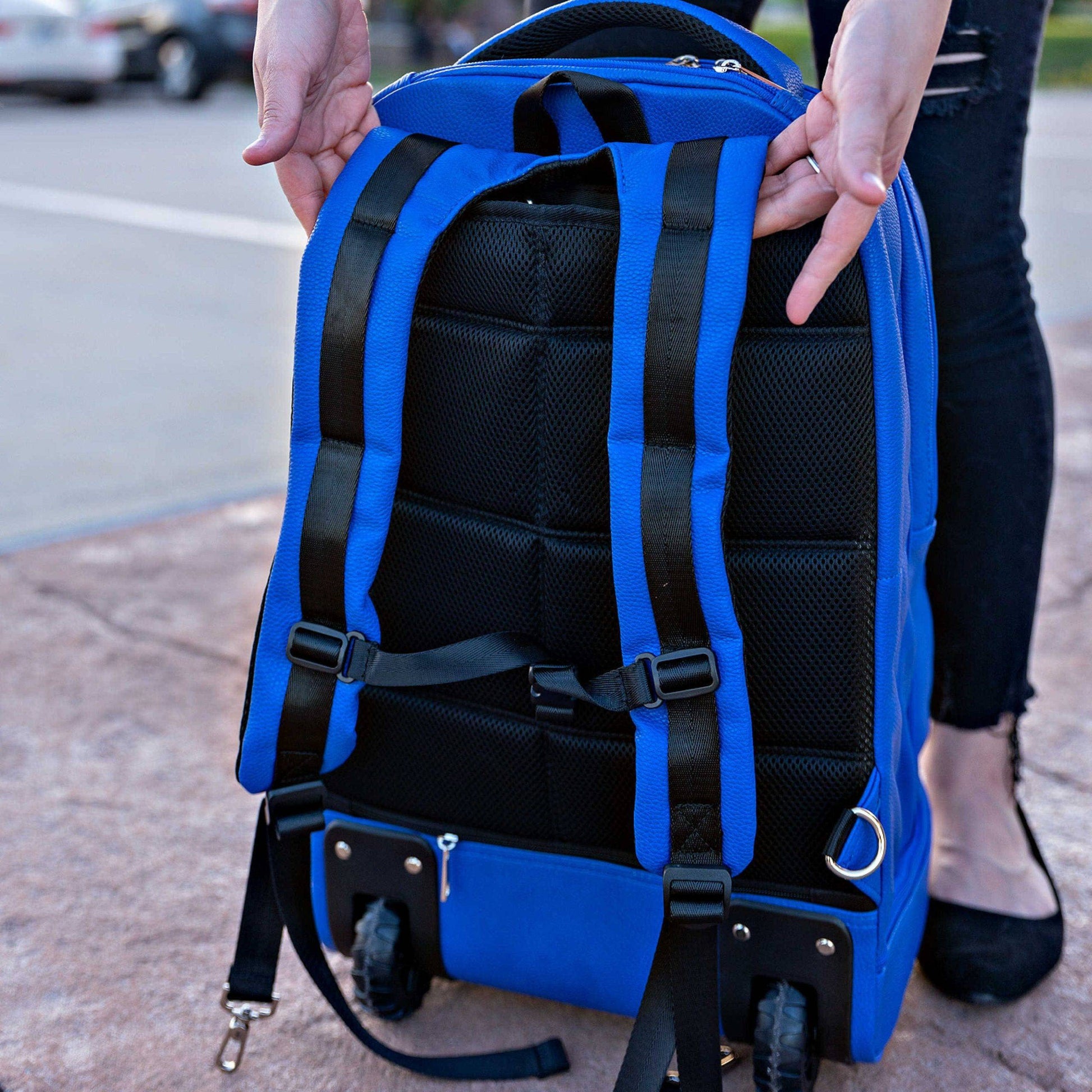 Royal Blue Leather Carry-On Roller Bag (Only 150 Made) - Korvel