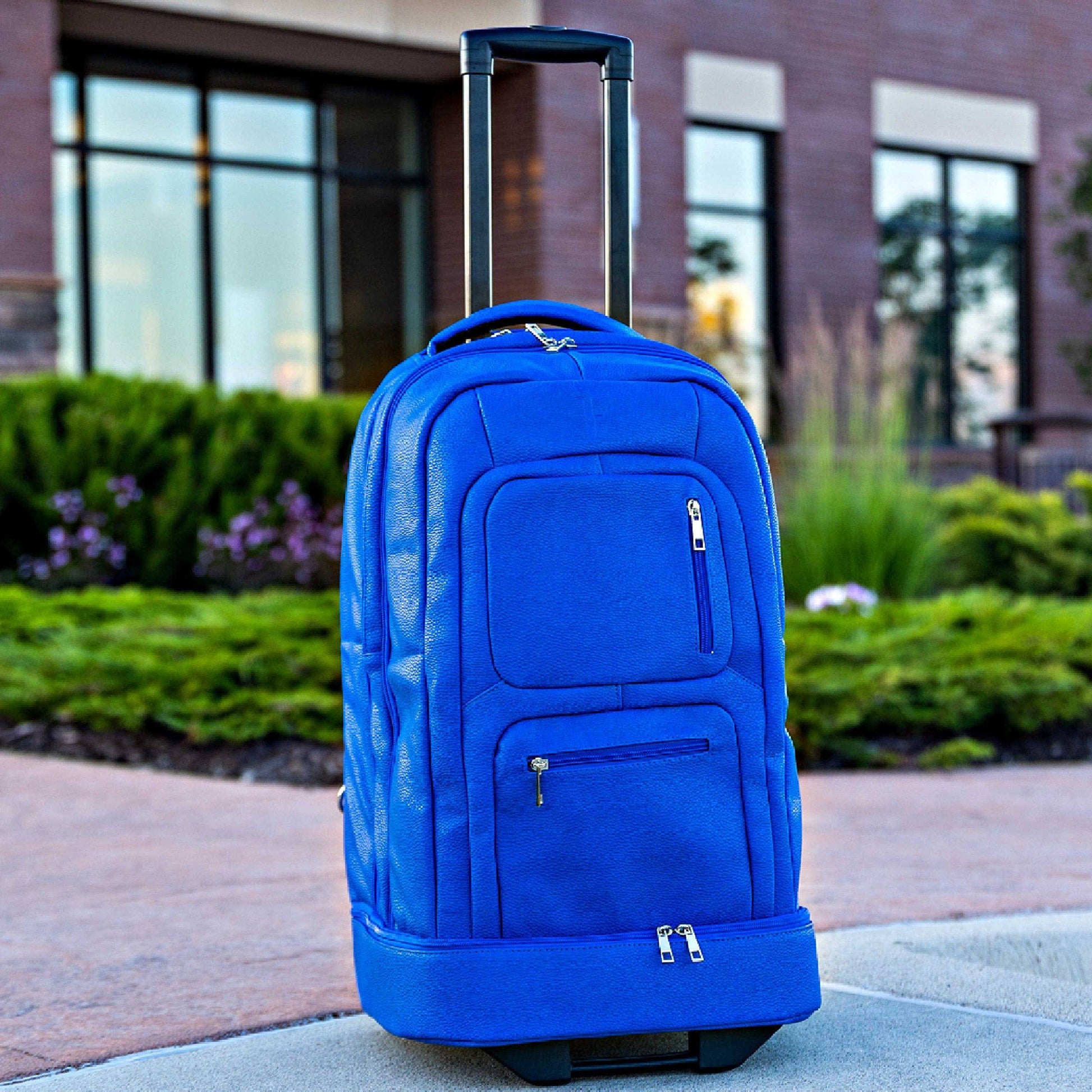 Royal Blue Leather Carry-On Roller Bag (Only 150 Made) - Korvel