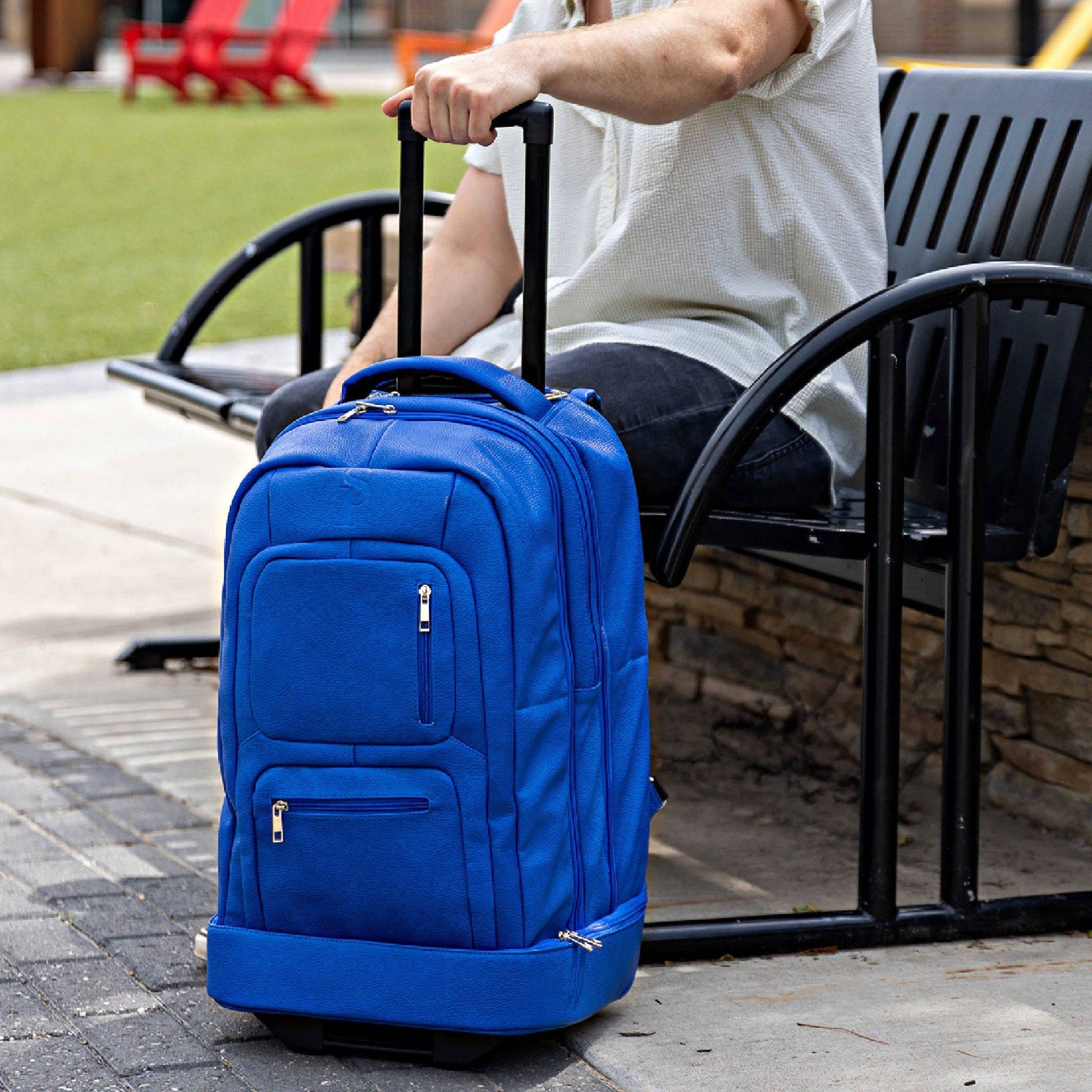 Royal Blue Leather Carry-On Roller Bag (Only 150 Made) - Korvel