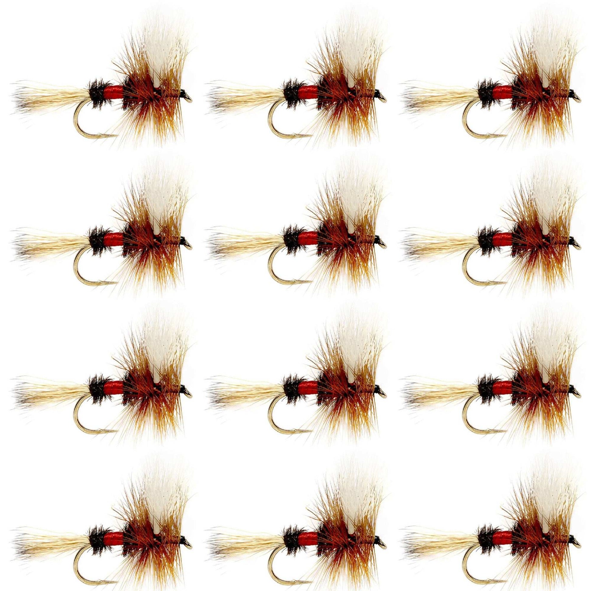 Barbless Royal Wulff Classic Hair Wing Dry Fly - 1 Dozen Flies Hook Size 16 - Korvel
