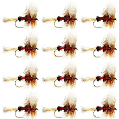 Barbless Royal Wulff Classic Hair Wing Dry Fly - 1 Dozen Flies Hook Size 16 - Korvel