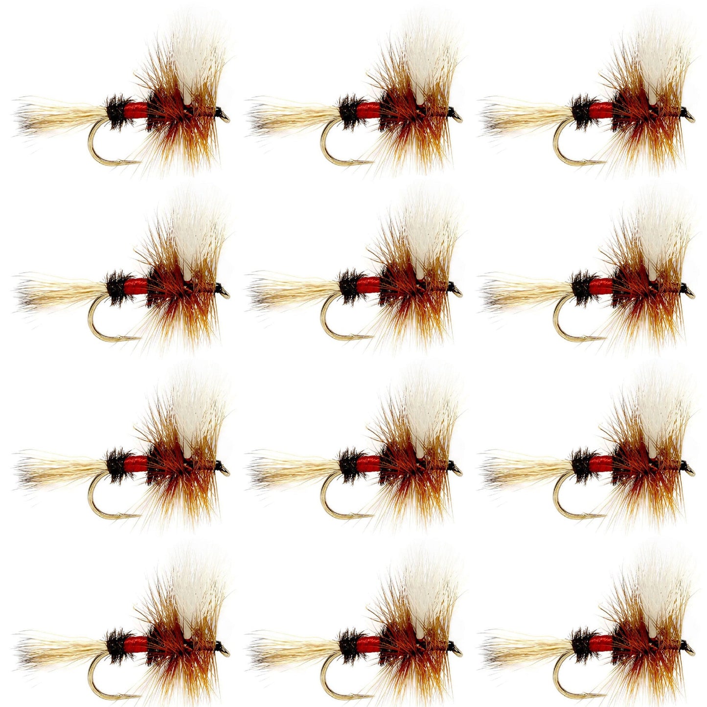 Classic Royal Wulff Trout Dry Fly Set - 12 Size 12 Premium Flies - Korvel