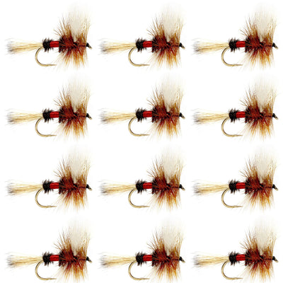 Classic Royal Wulff Trout Dry Fly Set - 12 Size 12 Premium Flies - Korvel