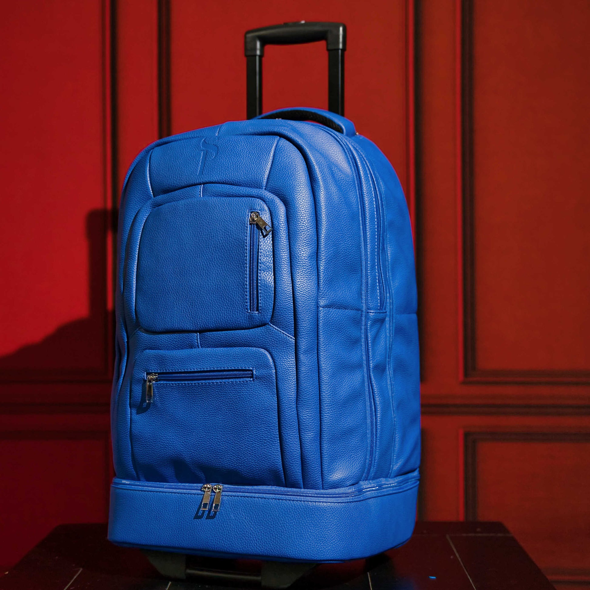 Royal Blue Leather Carry-On Roller Bag (Only 150 Made) - Korvel