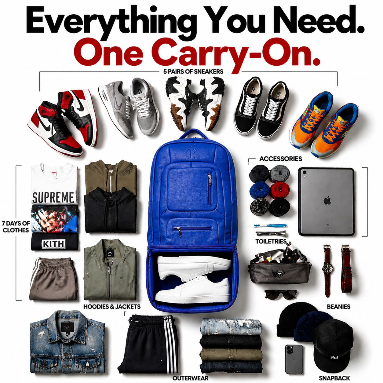 Royal Blue Leather Laptop Backpack (XL Design)