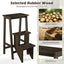 3-in-1 Rubber Wood Folding Step Stool Ladder - Brown