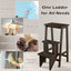 3-in-1 Rubber Wood Folding Step Stool Ladder - Brown