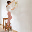3-in-1 Rubber Wood Folding Step Stool Ladder - Coffee