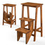 3-in-1 Rubber Wood Folding Step Stool Ladder - Coffee