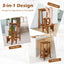 3-in-1 Rubber Wood Folding Step Stool Ladder - Coffee