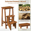 3-in-1 Rubber Wood Folding Step Stool Ladder - Coffee
