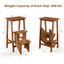 3-in-1 Rubber Wood Folding Step Stool Ladder - Coffee