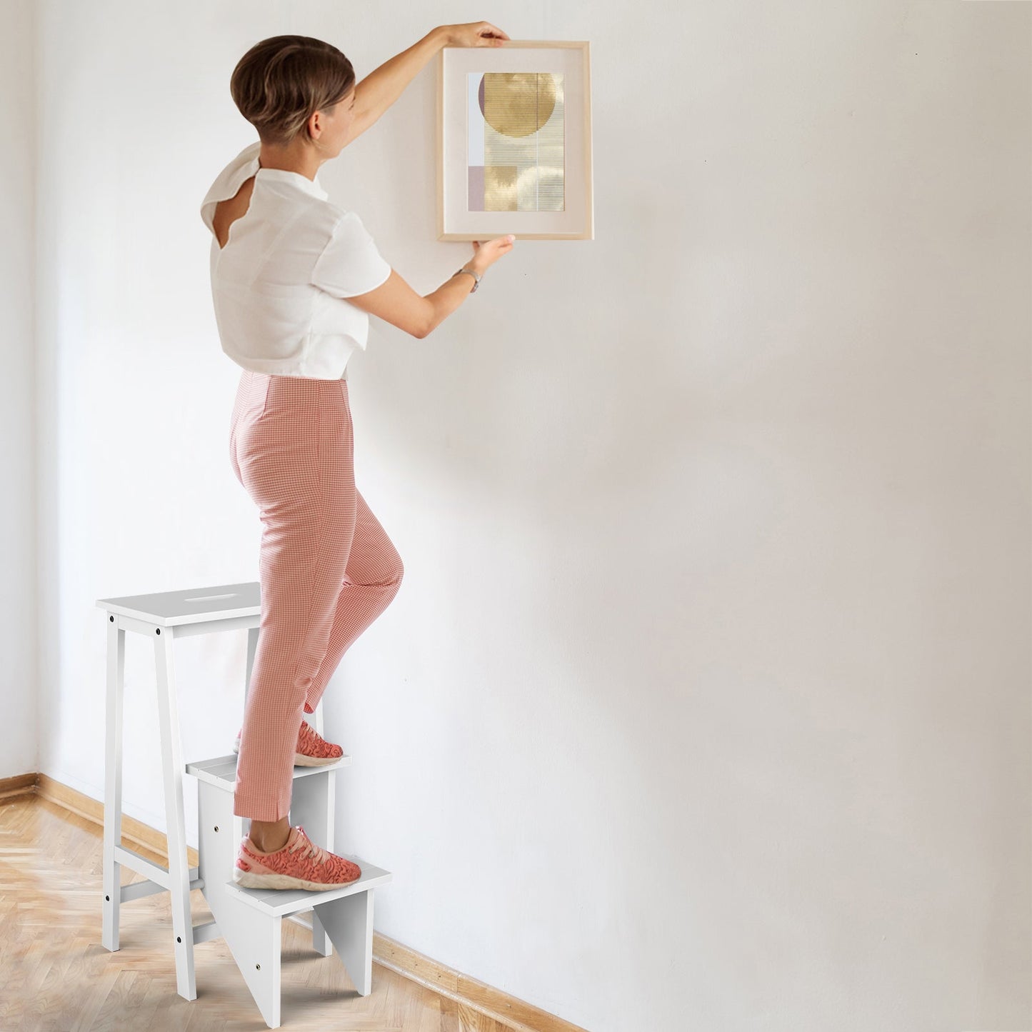 Gbruno Échelle Pliable 3 Niveaux - Banc 3 en 1