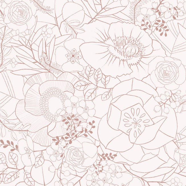 Rust Floral Sketch Cotton Fabric - Premium Quality Per Yard