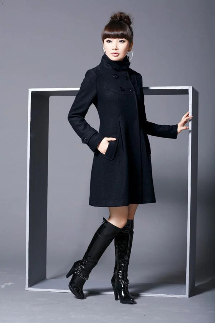 Manteau coupe-vent à double boutonnage avec capuche