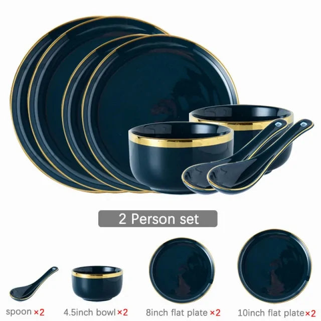 Elegant Blue Porcelain Dinner Plates