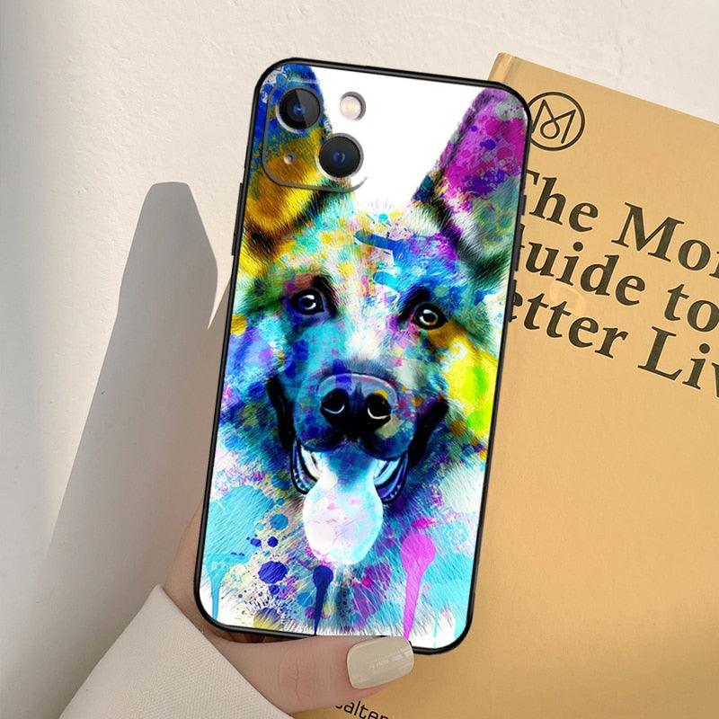 Cartoon German Shepherd Phone Case for iPhone Models