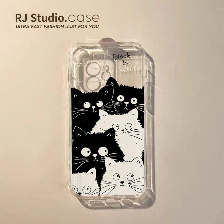 Cute Cat Transparent Phone Case for iPhone 11/12/13 Pro Max