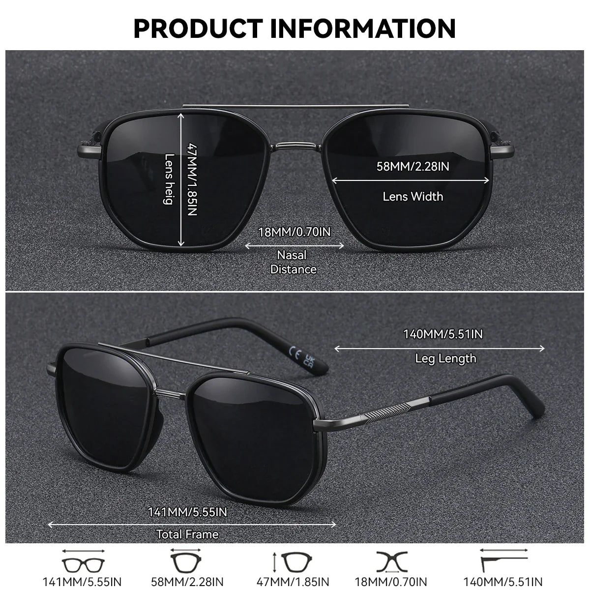 Gafas de sol poligonales para hombres BARCUR – Protección polarizada UV400