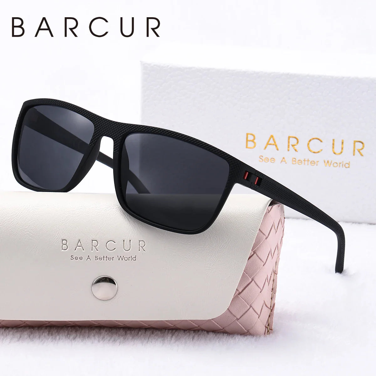 Lunettes de soleil polarisées blanches et roses tendance BARCUR pour femmes
