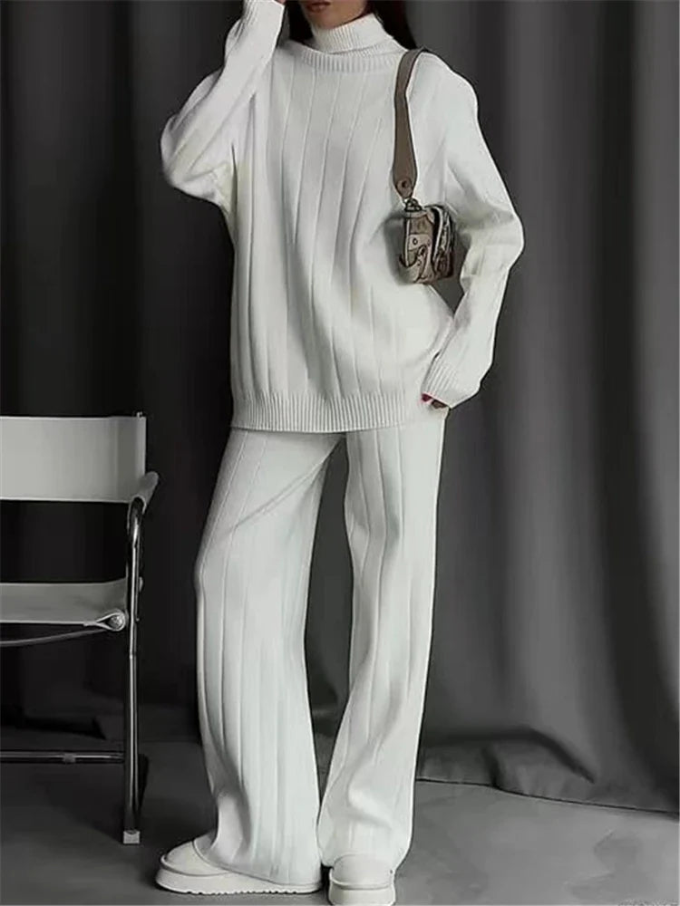 Autumn Winter Women's Knitted Tracksuit Set