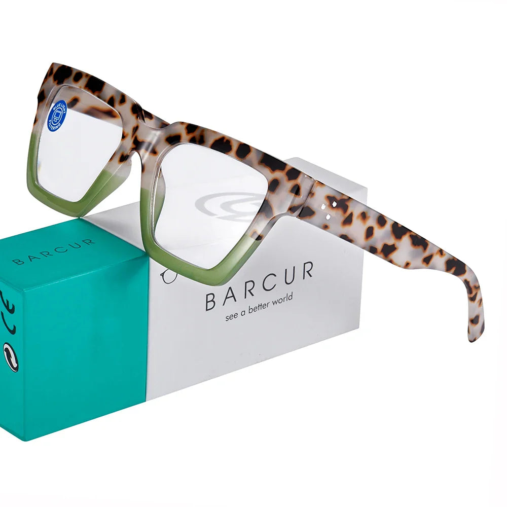Gafas de lectura retro con patrón de leopardo BARCUR para una visión con estilo