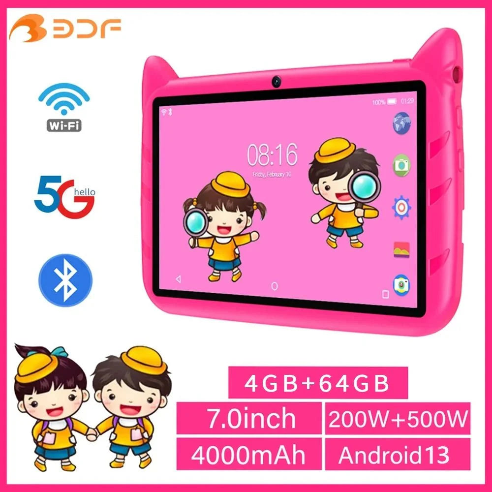 BDF 7 Inch Kids Tablet - Android 13, 4GB RAM, 64GB Storage