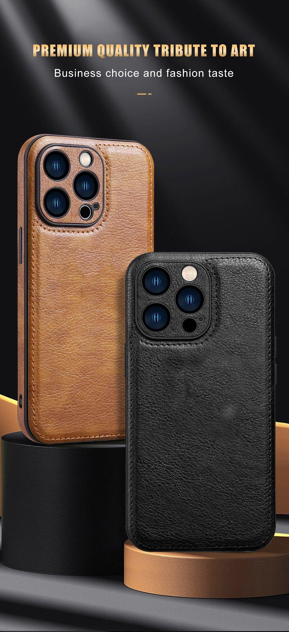 Coque de téléphone en cuir PU de luxe pour modèles d'iPhone