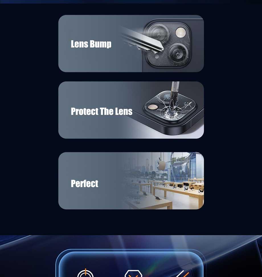 Protecteurs en verre arrière premium pour lentilles d'iPhone