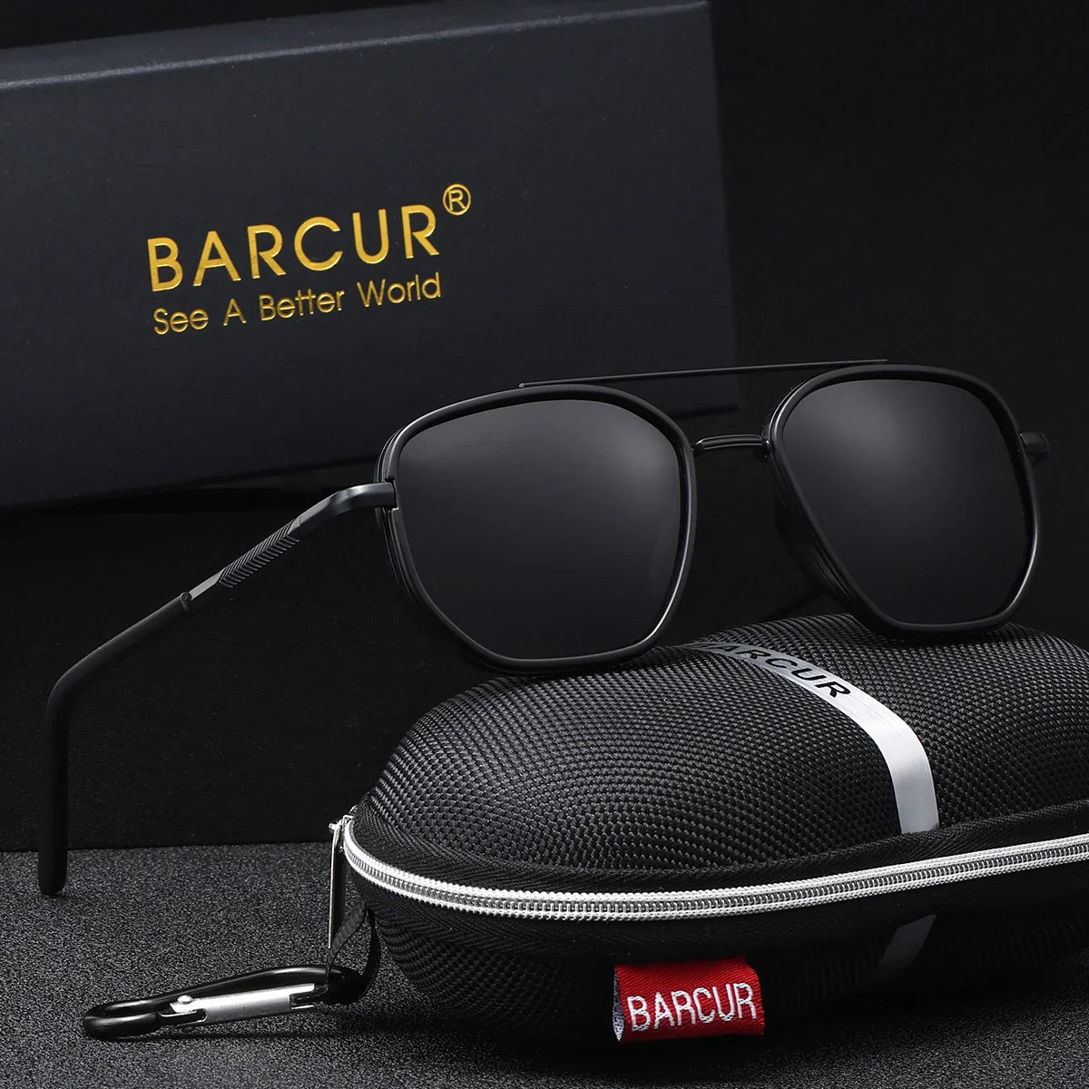 Gafas de sol poligonales para hombres BARCUR – Protección polarizada UV400