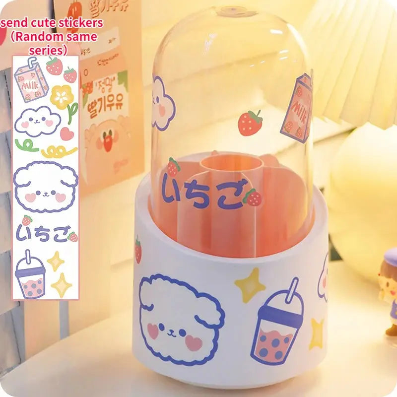 Rangement de pinceaux de maquillage de bureau élégant avec couvercle