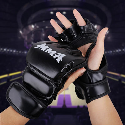 Premium Half Finger Leather Boxing Training Gloves