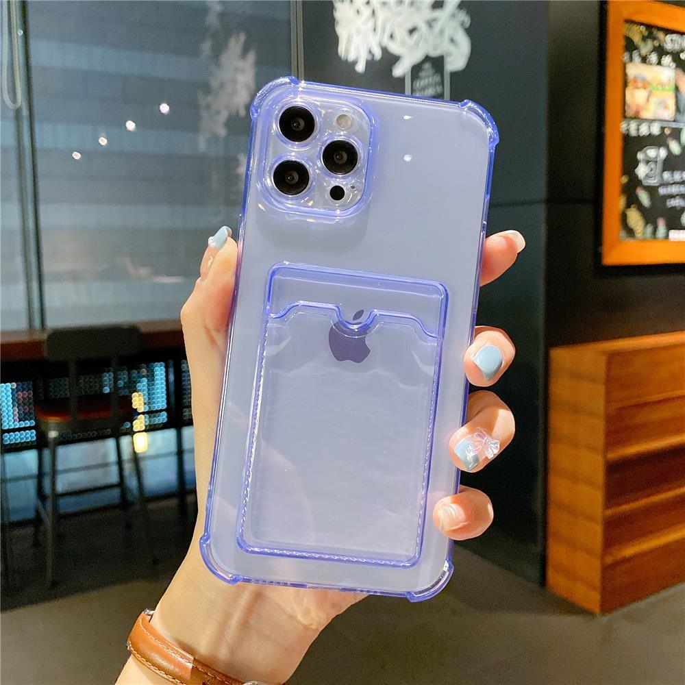 Transparent Card Slot Holder Case for iPhone Models