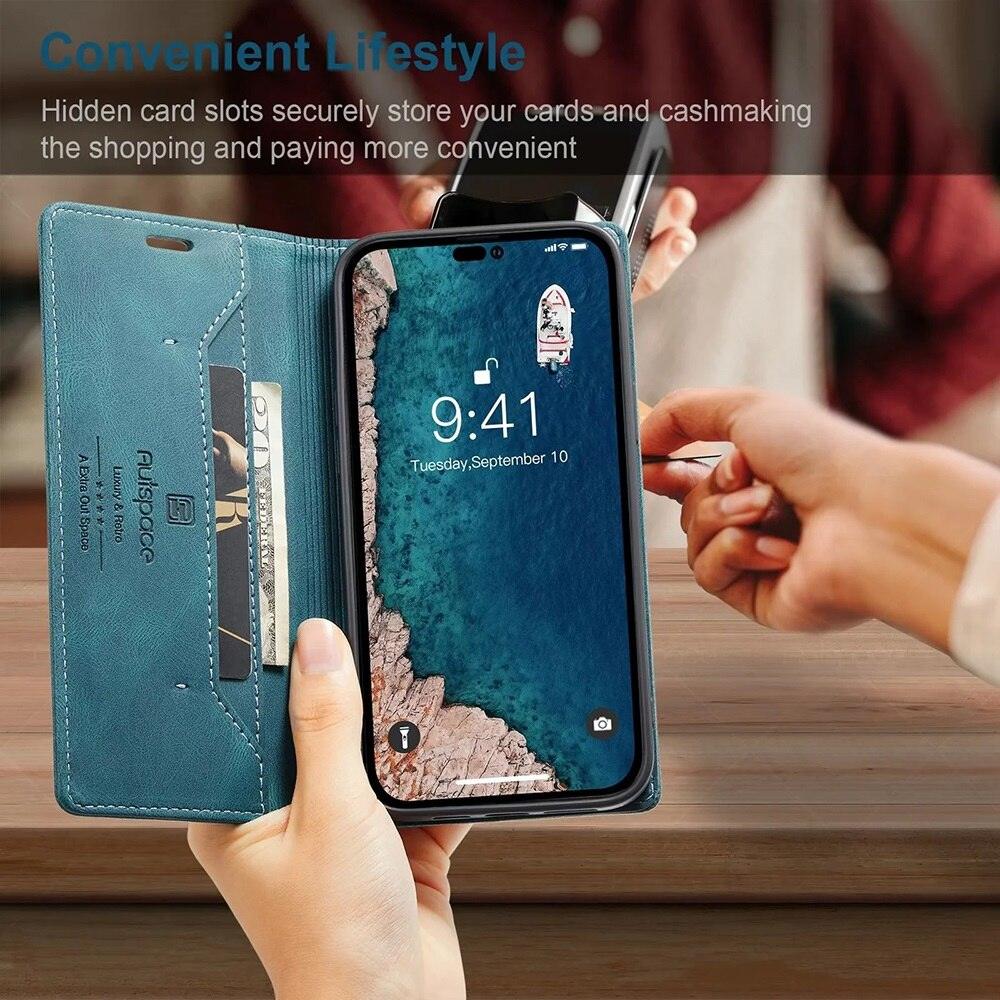 Premium Vintage Wallet Case for iPhone - Leather Flip Cover