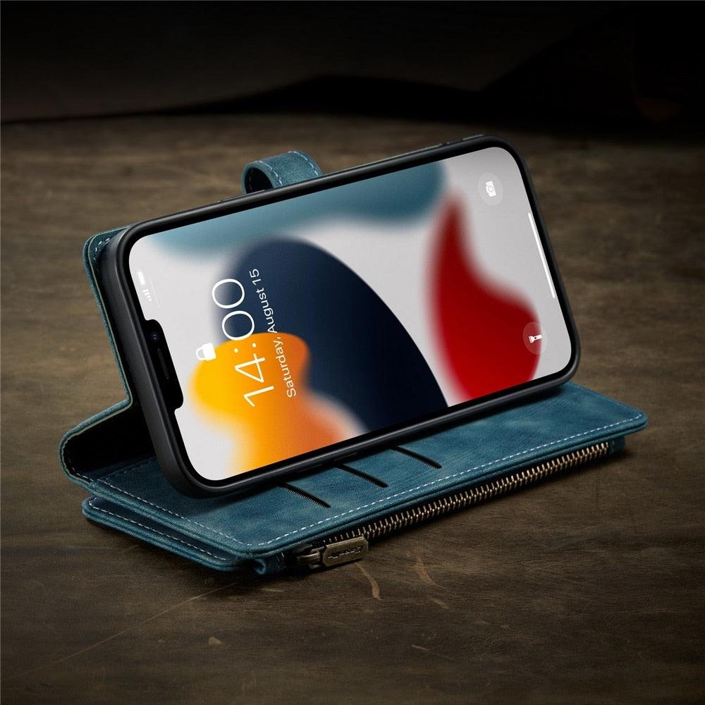 Vintage Leather Wallet Case for iPhone 11-14 Pro Max Mini