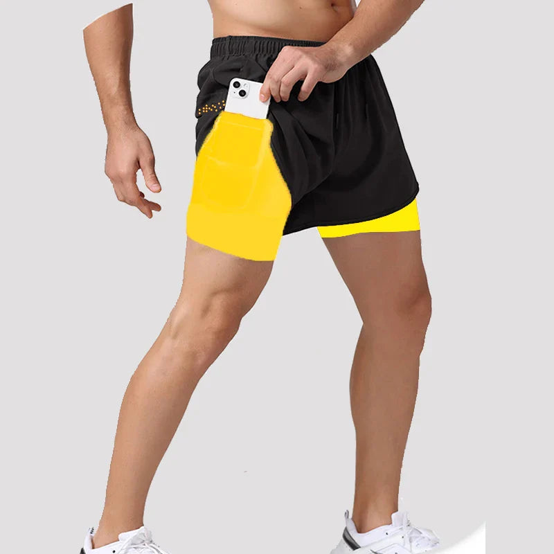 Shorts de course 2 en 1 pour hommes à séchage rapide