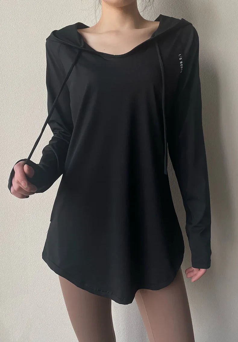 Camiseta con capucha para yoga y running AirFlow para mujer