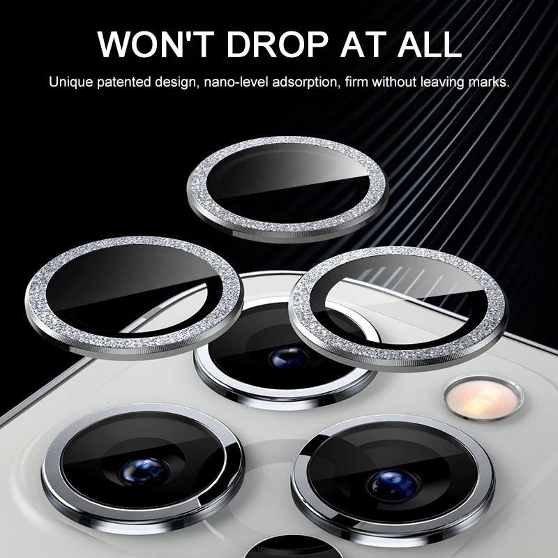 Sparkling Diamond Camera Lens Protector for iPhone 14/13/12/11 Pro Max - Premium Glittering Metal Ring - Korvel