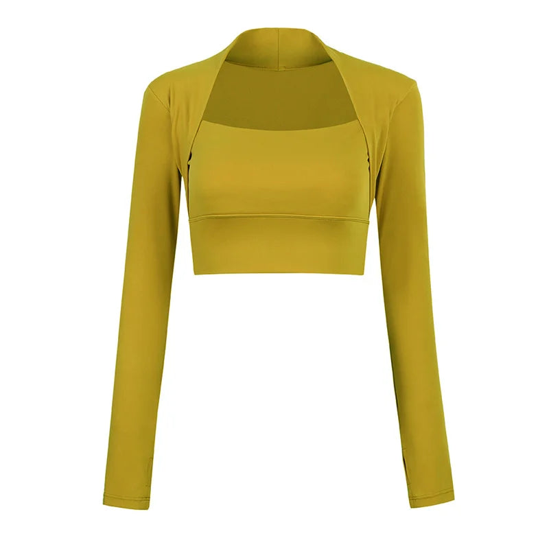 Padded Long Sleeve Yoga Crop Top
