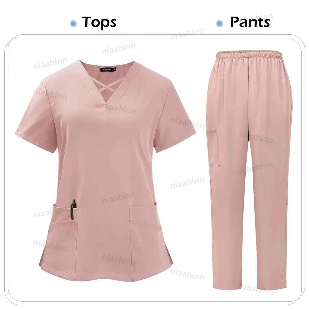 Premium Spandex Scrub Uniform Set - Top & Pants