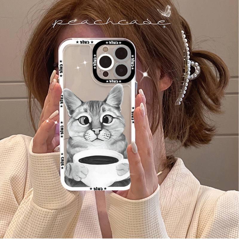 Customizable Cute Cat Phone Case for iPhone 11-14