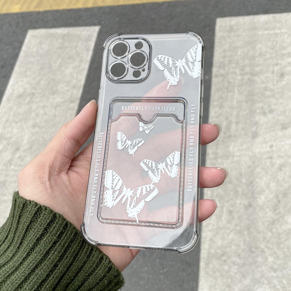 Transparent Butterfly Pattern Case for iPhone 14 Plus & More