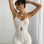 Boho Crochet Romper - White Front Tie Backless