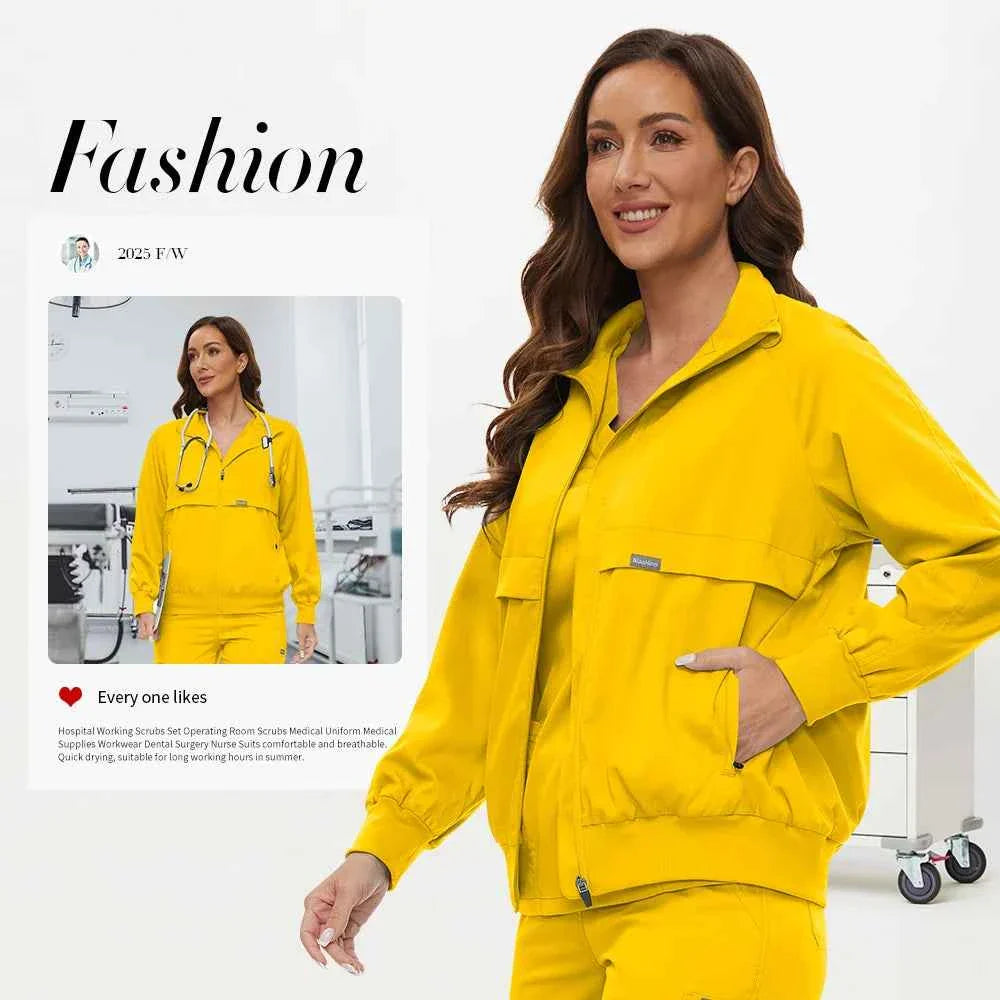 Chaqueta de Scrubs de Enfermería de Manga Larga Niaahinn