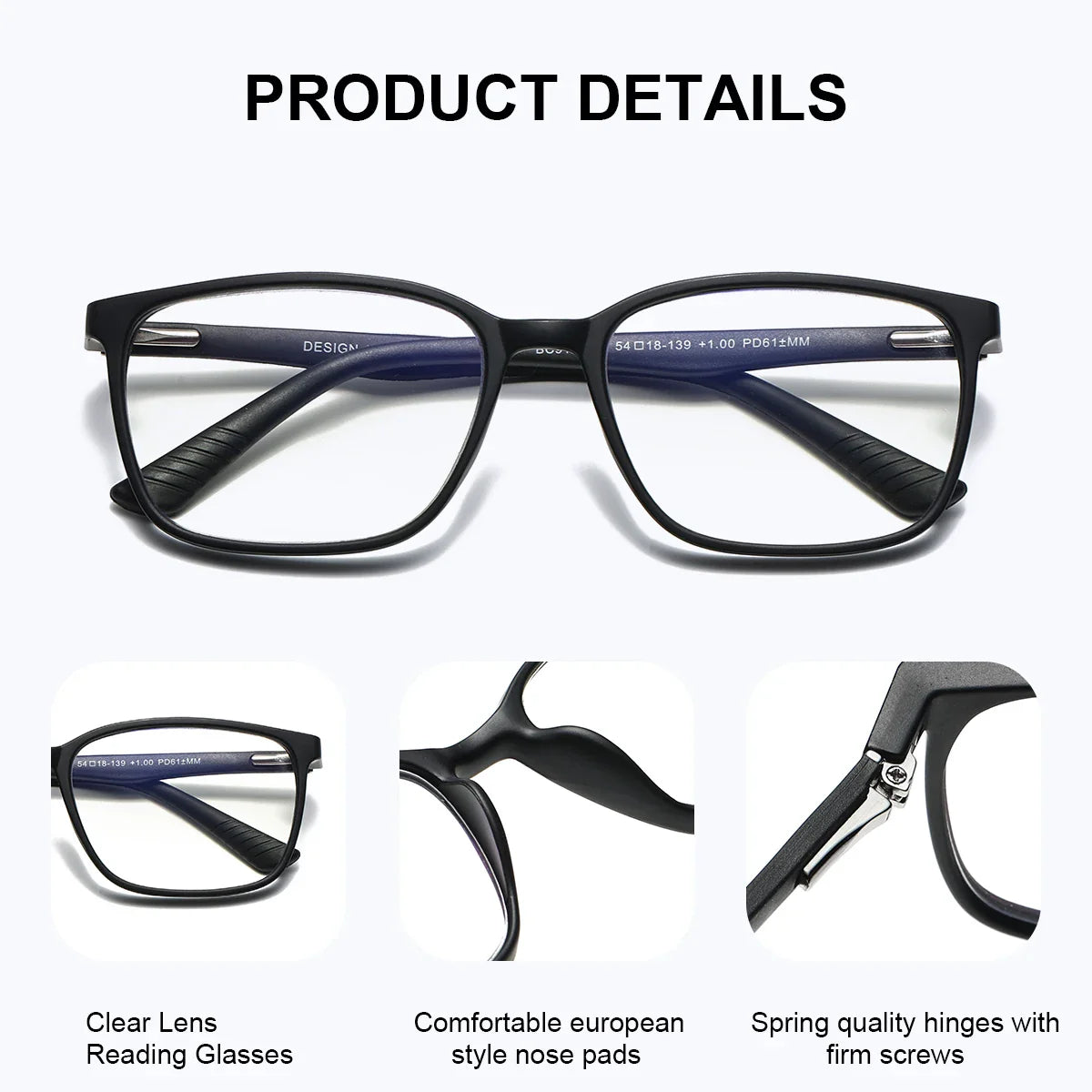 Lunettes de lecture carrées tendance BARCUR - Légères et élégantes