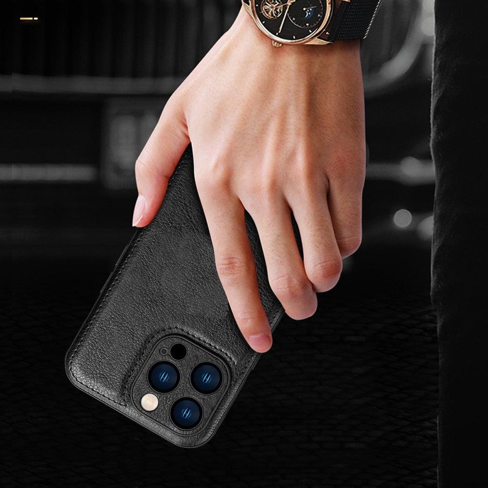 Coque de téléphone en cuir PU de luxe pour modèles d'iPhone