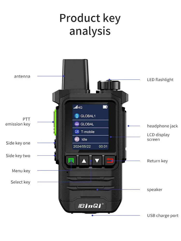 BINQI-K6 Talkie POC 4G - Dispositif de communication mondial