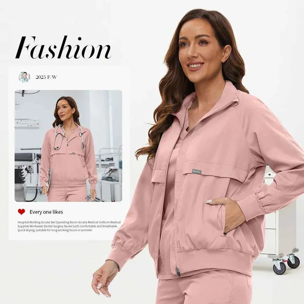 Chaqueta de Scrubs de Enfermería de Manga Larga Niaahinn