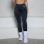 Leggings de yoga en denim acid wash avec dos en V et fronces